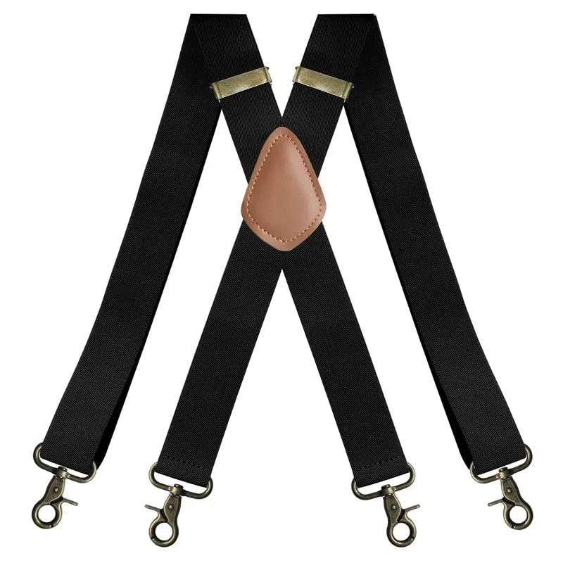 Vintage de los Tirantes para los Hombres de Trabajo de servicio Pesado de Gran 3.5cm de Ancho X en Forma de 4 Ganchos de metal Ajustable Elástica de los Pantalones Llaves
