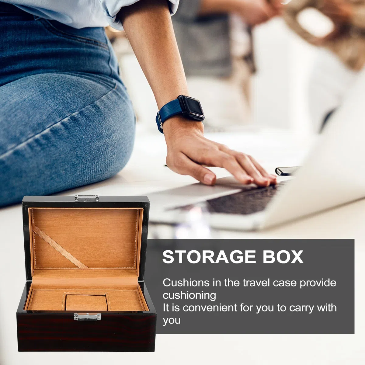 ibasenice Caja de Joyas de Madera Lacada Negra para Reloj Elegante