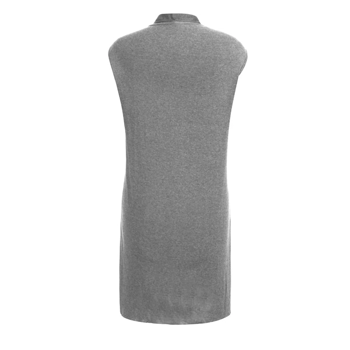 Chaqueta de punto para mujer de un solo color con frente abierto, chaleco de punto largo elástico, chaleco informal sin mangas, elegante, fino, sin mangas, abrigo de punto, cárdigan de punto monocolor