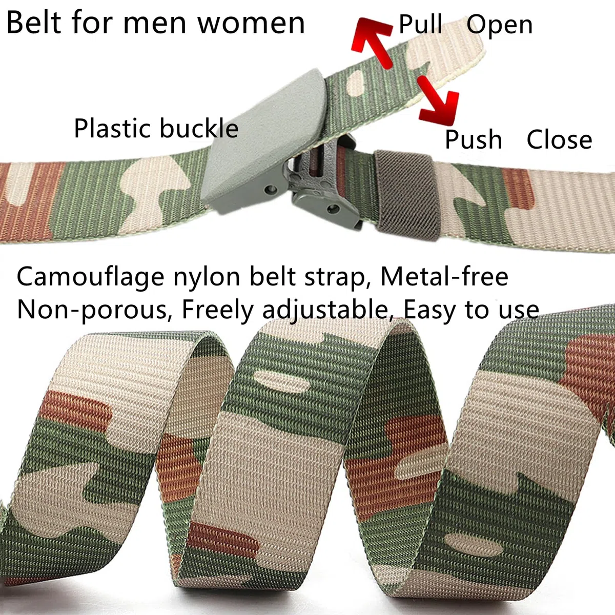 Cintas de nylon Cinturón táctico de nailon con diseño de camuflaje for hombre y mujer, tamaño máximo 180 cm, 2 piezas.