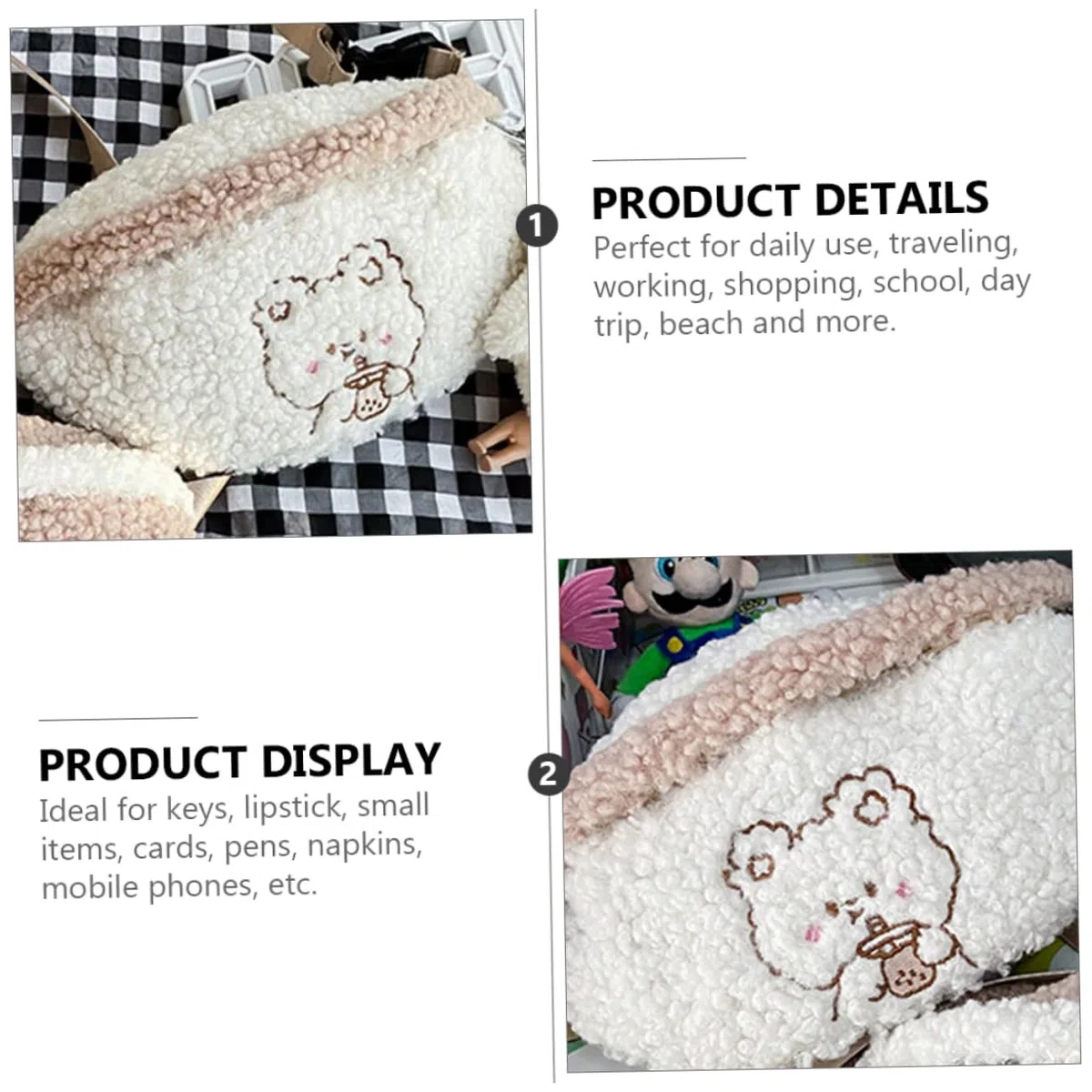GALPADA Riñonera De Peluche Para Crossbody Billetera Para Niños Bolsa De Almacenamiento De Cintura Monederos Para Niños Cartera De Bolso Para Niñas Felpa
