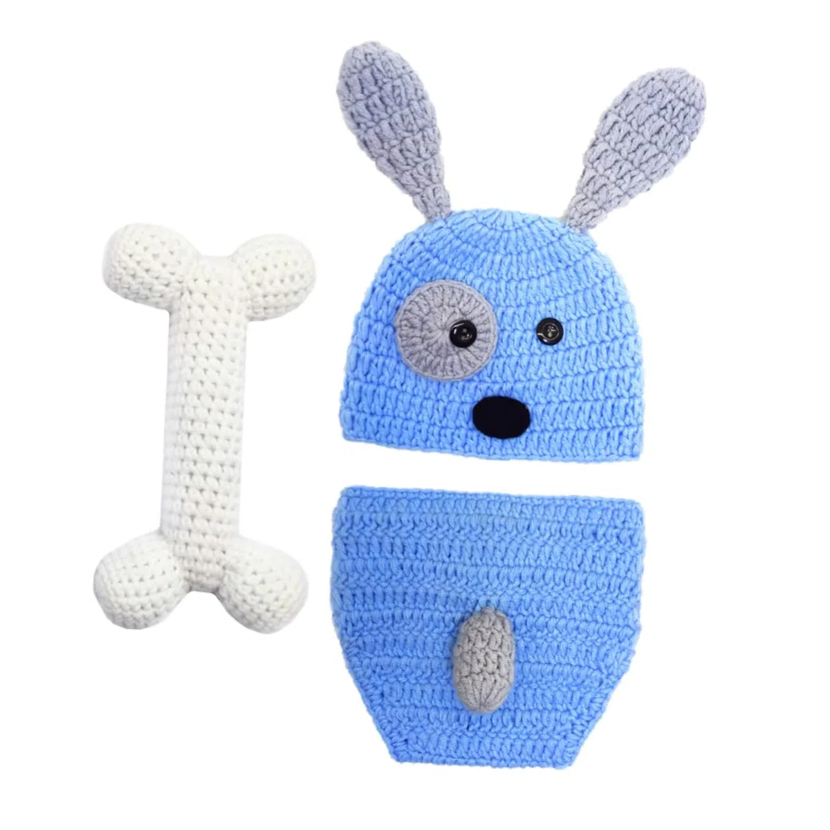 Gatuida Conjunto Ropa Tejida Mano Para Fotografía De Bebés De Accesorios De Modelado De Sombrero Pantalones Cortos Azul