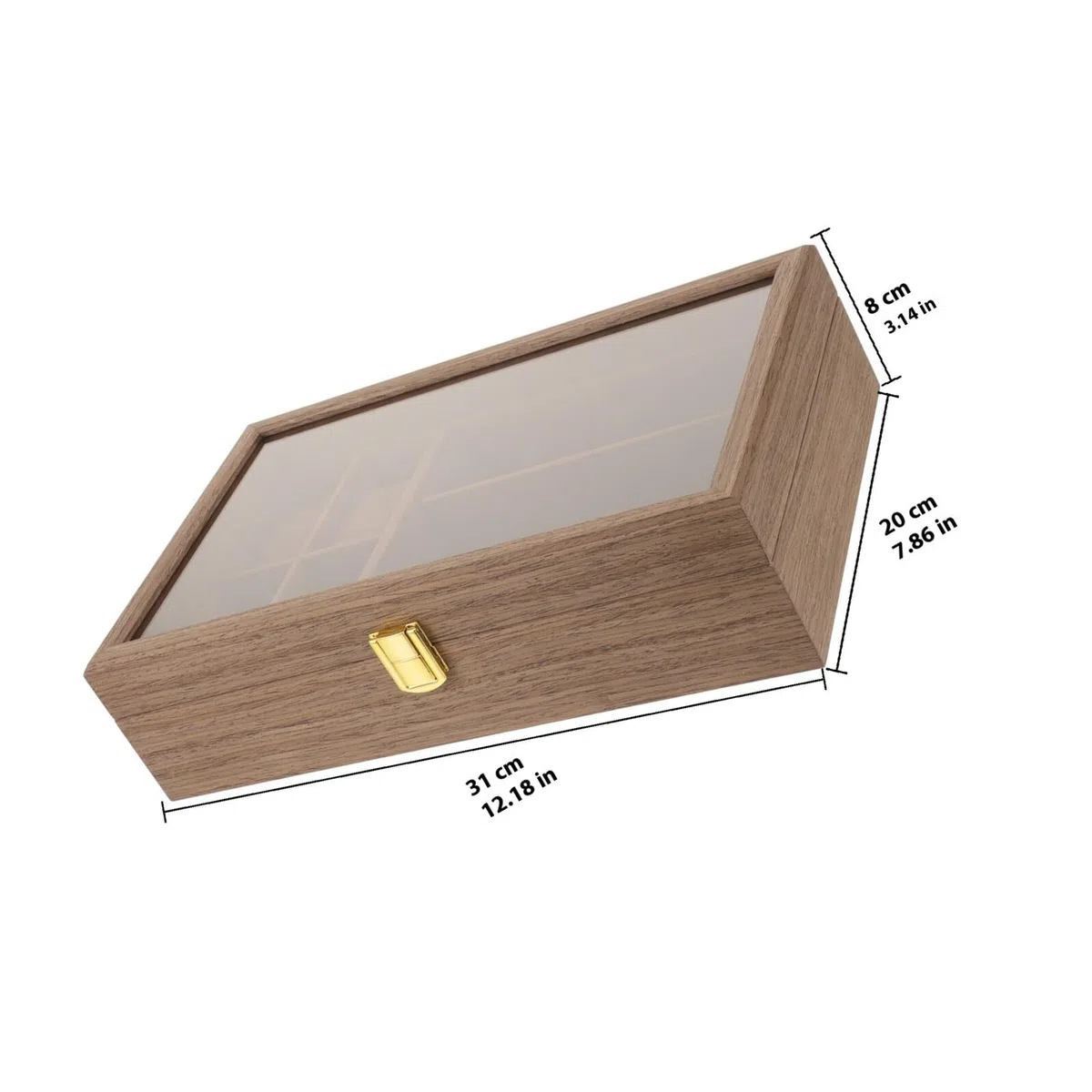 Gatuida Caja para Relojes y Gafas de Madera Marrón Gran Capacidad, Diseño Multi-rejilla, Tapa Incluida, Adecuado para Viajar y Organizar Joyas