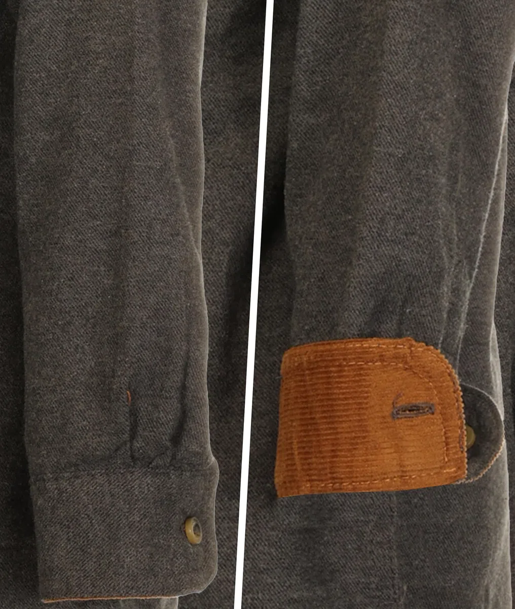 Gioberti Camisa de franela de un solo bolsillo para niño con contraste de pana