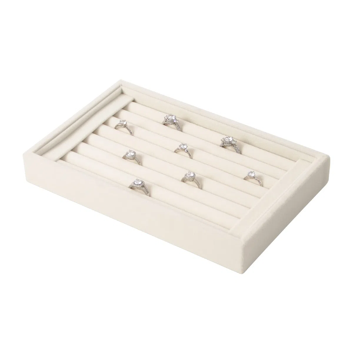 Pangkeep Soporte para anillos, bandeja organizadora de joyas, soportes para vender anillos y pendientes (beige)