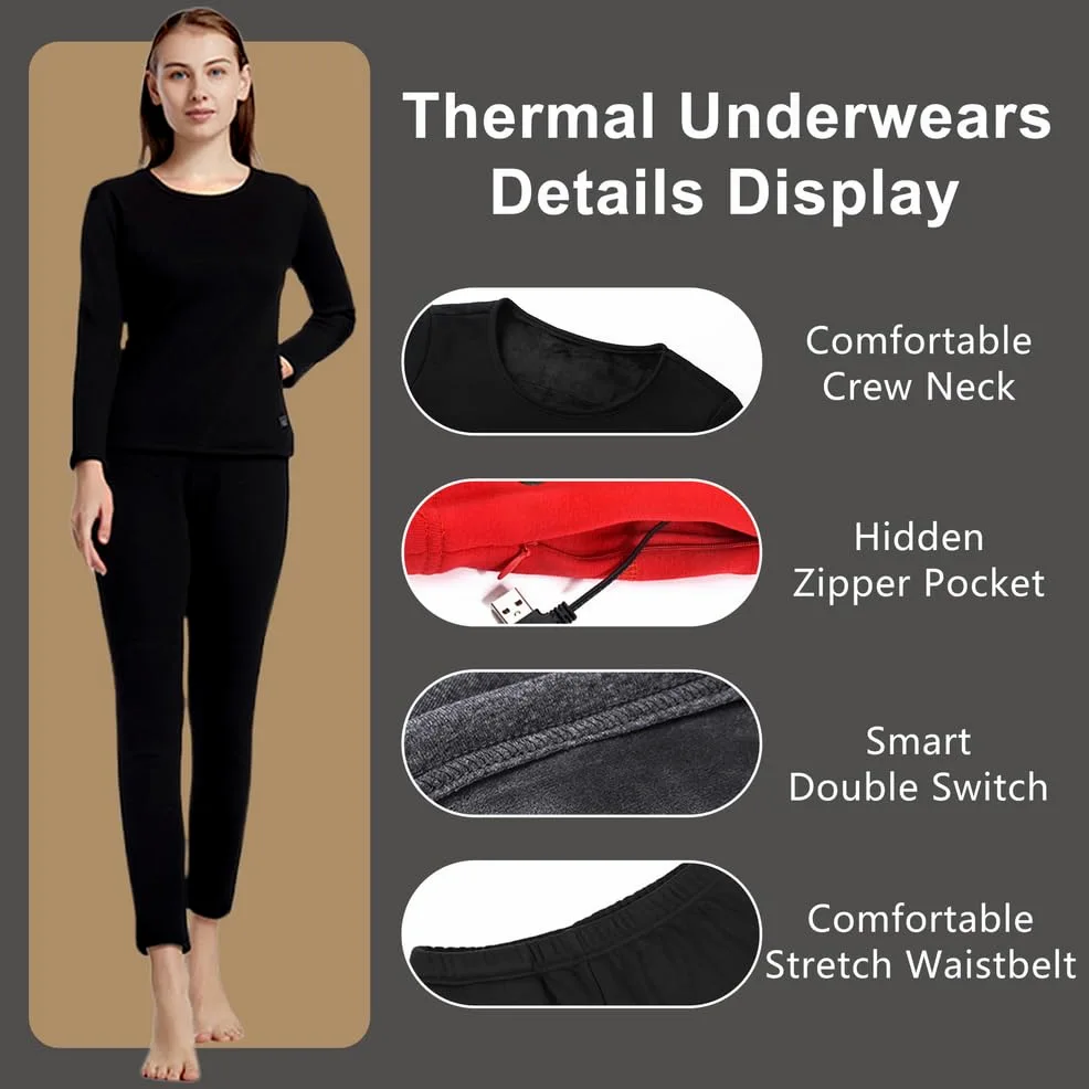 Camiseta Térmica Calentada para Mujeres, Top De Ropa Interior Eléctrica con 8 Áreas Y 3 Niveles De Calentamiento para Invierno En Interiores Y Exteriores