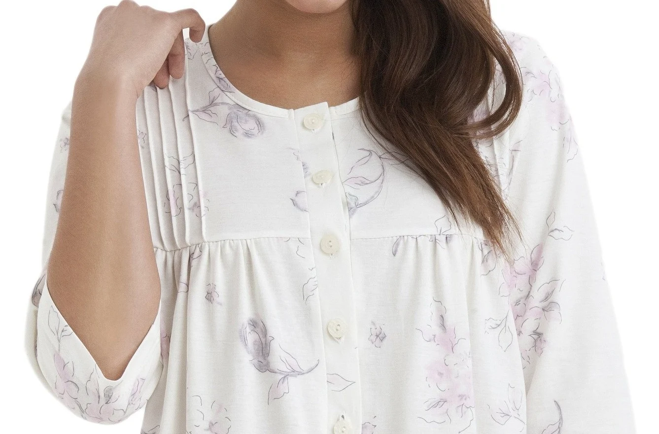 DOROTA Elegante camisa de noche larga de algodón para mujer, camiseta de dormir o bata, 100% algodón, fabricada en la UE, Sleepshirt-cru., L