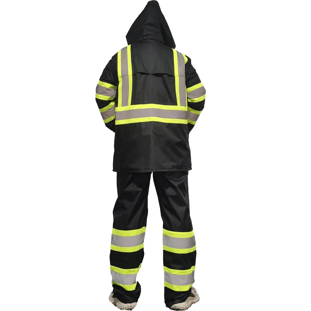 sesafety Trajes de lluvia impermeables para hombre, equipo de lluvia de alta visibilidad clase 3, chaqueta impermeable de alta visibilidad con parte inferior negra
