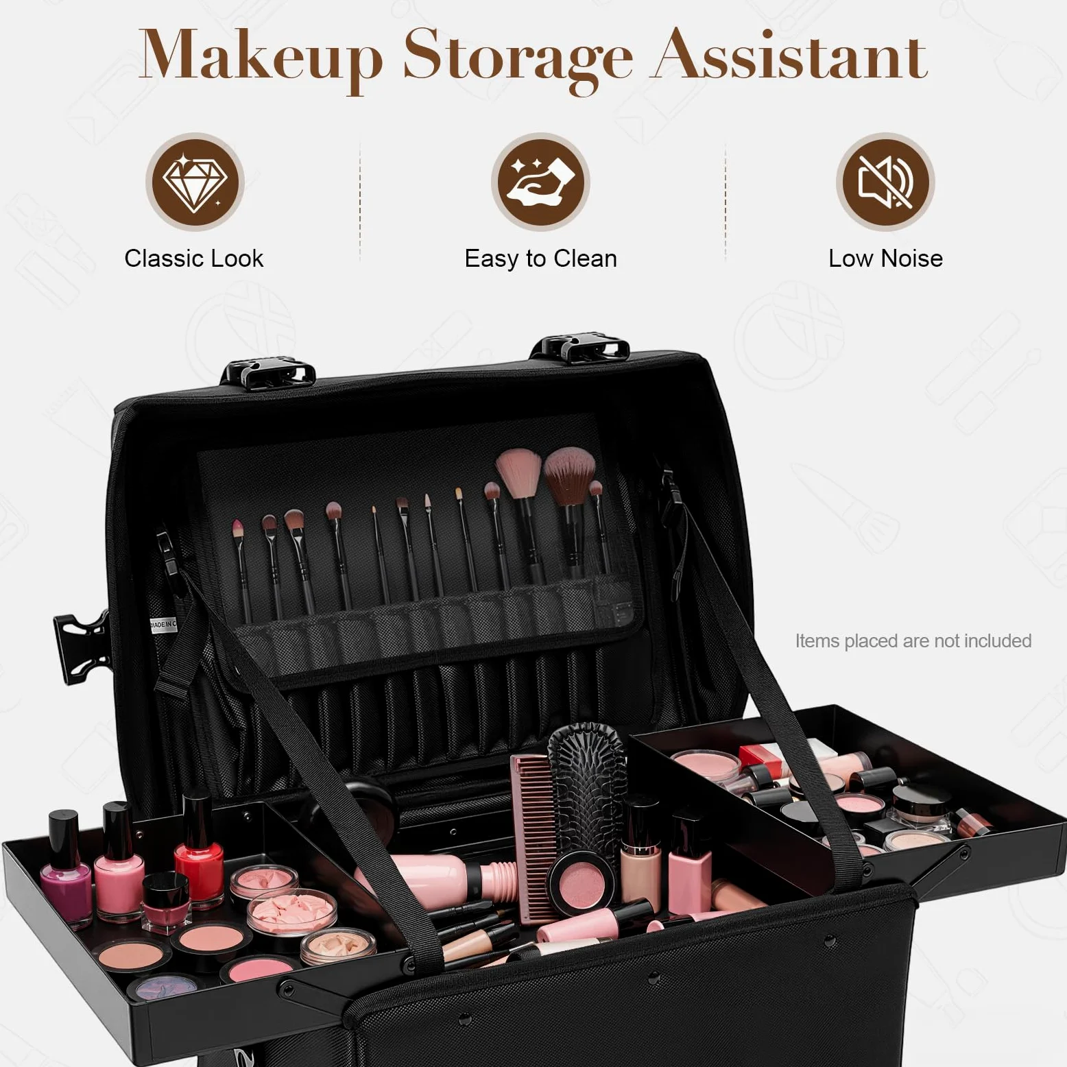 Maleta de peluquería con 8 cajones, 2 en 1, maletín de maquillaje profesional, maletín de maquillaje para viaje, color negro
