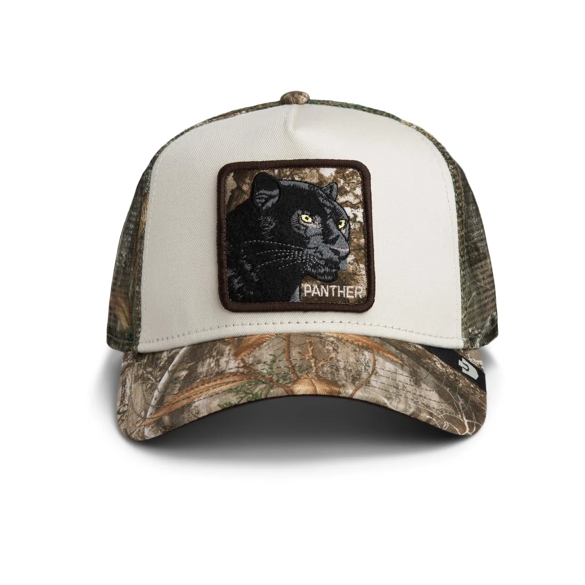 Goorin Bros. Gorra Trucker Camuflaje Black Panther The Farm, Diseño Pantera Negra, Estilo Realtree Edge