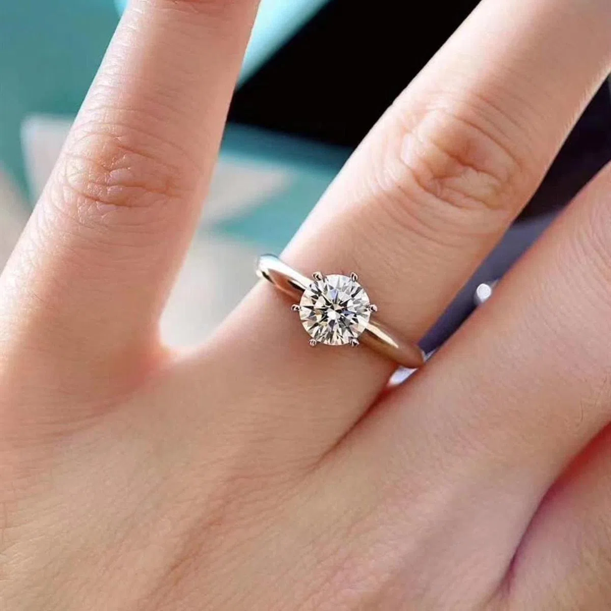 Anillos de compromiso de moissanita de color D de 0,5 ct-3 ct para mujer anillo de plata real ajustable joyería fina chapada en oro blanco de 18 quilates