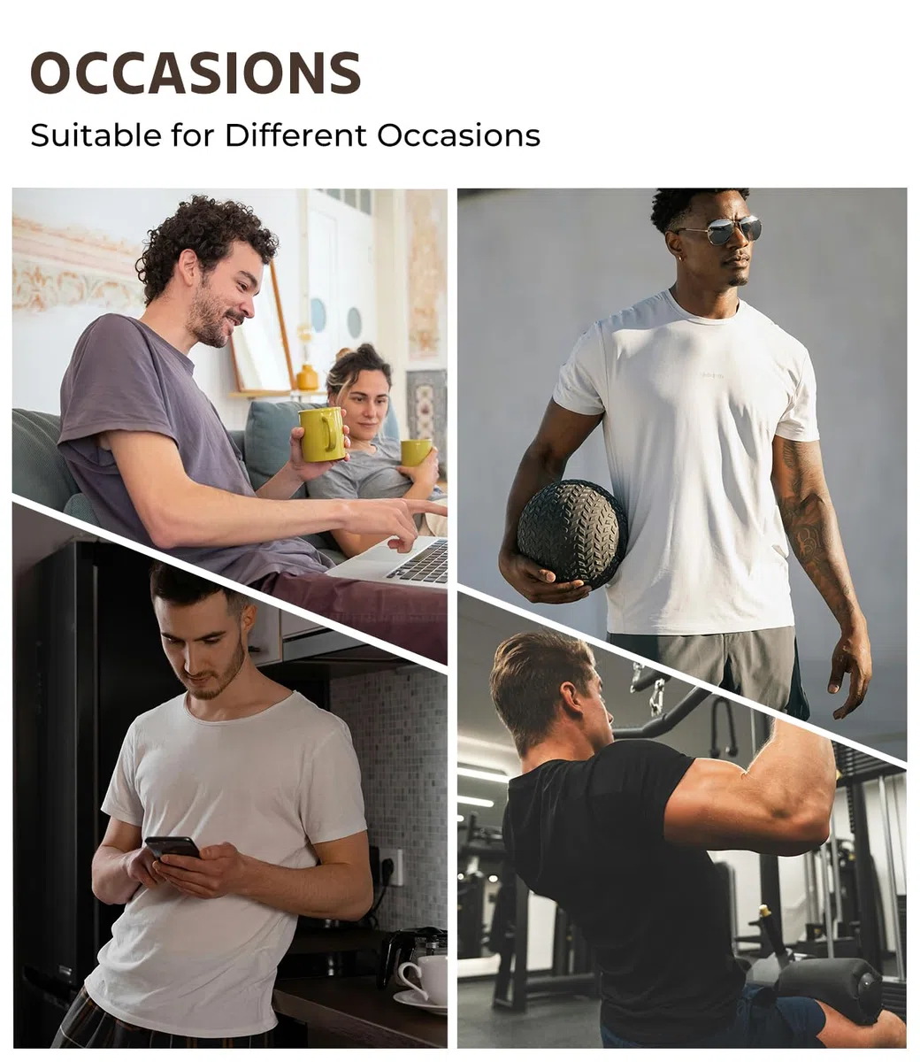 BAMBOO COOL Camisetas para hombre con cuello en V que absorben la humedad, camisetas elásticas para hombre, ajuste delgado, paquete de 3 unidades, suaves y transpirables, 1 blanco, 1 negro, 1 gris,