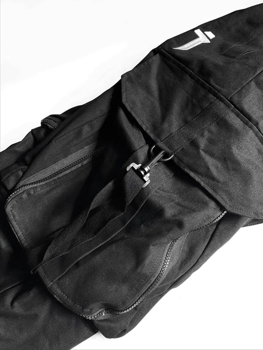 Yujun Japonés Streetwear Techwear Pantalones de Carga para Hombres Baggy Wide Black Jogger