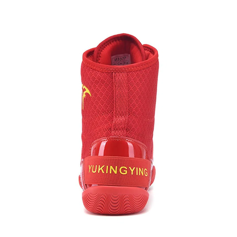Botas De Boxeo De Caña Alta para Hombre Y Mujer, Transpirables, Entrenadoras, Cómodas, Antideslizantes, para Lucha, Fitness Y Competición,Rojo,43 EU
