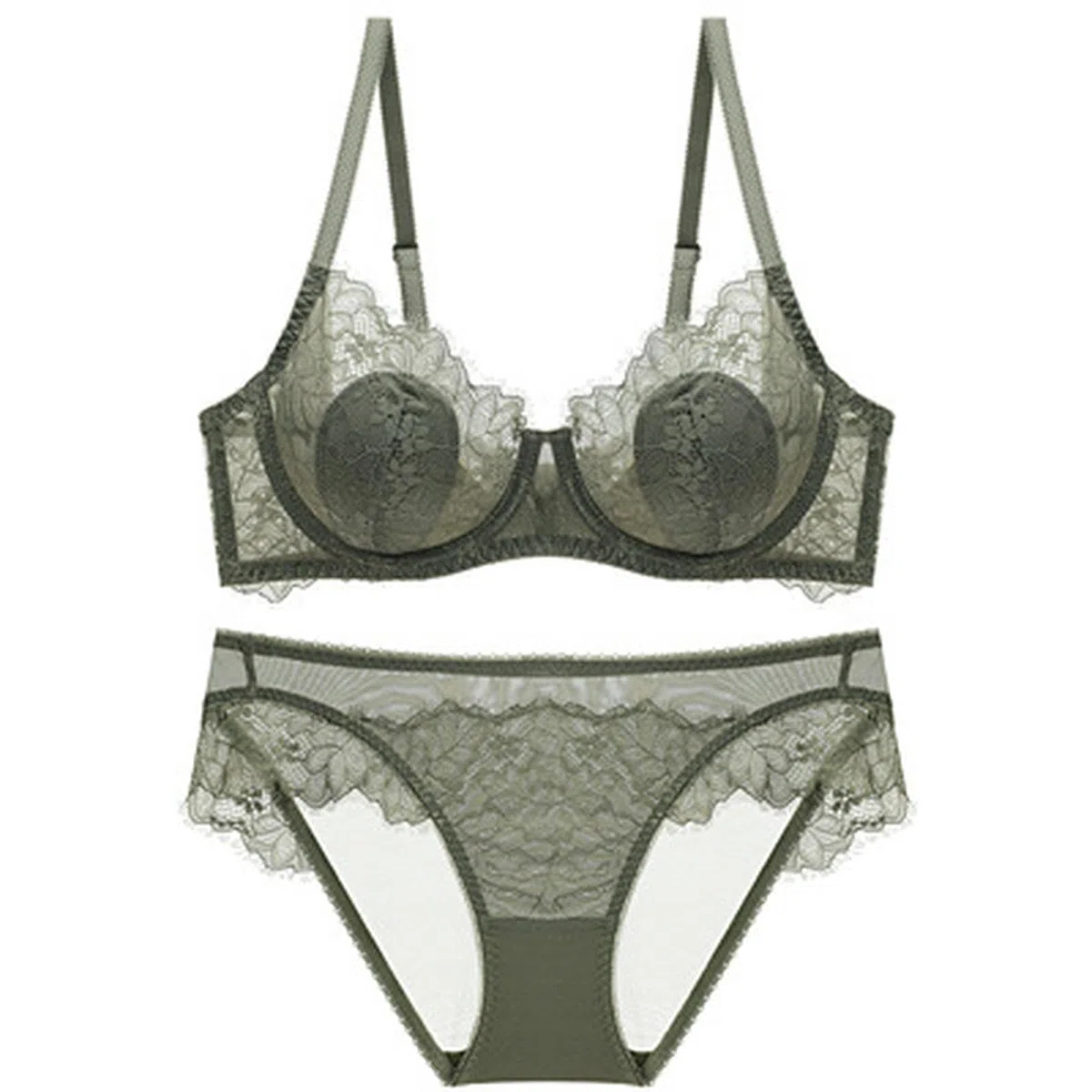Sujetadores Sujetador Fino con Orejas De Conejo, Antiexposición, Resaltando Los Pezones, Lencería Sexy Encaje Estilo Francés -verde-32 70c