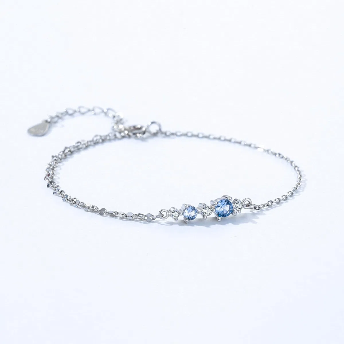 Pulseras de plata de ley 925 con circonita cúbica, 2 capas ajustables para mujer, adecuadas para cumpleaños