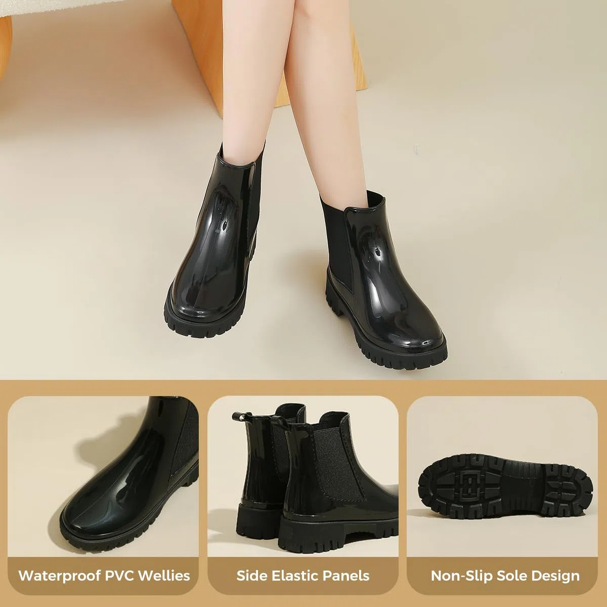 Botas de Lluvia Mujer Impermeable Botas de Agua Antideslizantes Zapatos de Jardinería