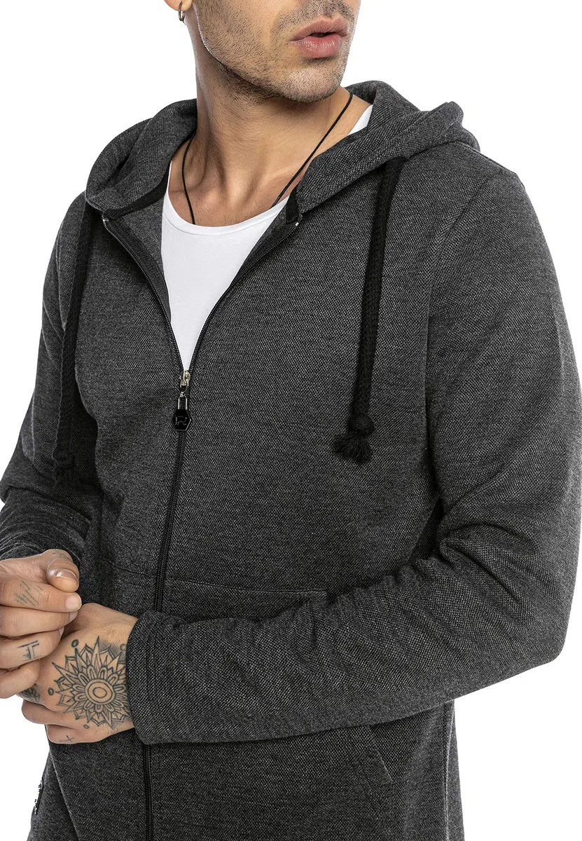 RED BRIDGE Cárdigan para Hombre Suéter con Capucha Sudadera Chaqueta Corte Largo Oversize