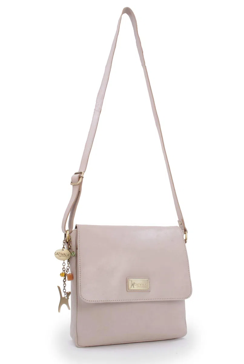 Catwalk Collection Handbags - Bolso Bandolera de Mujer - Bolso Cruzado Mediano de Piel - Messenger Bag de Cuero Envejecido - Sabine M