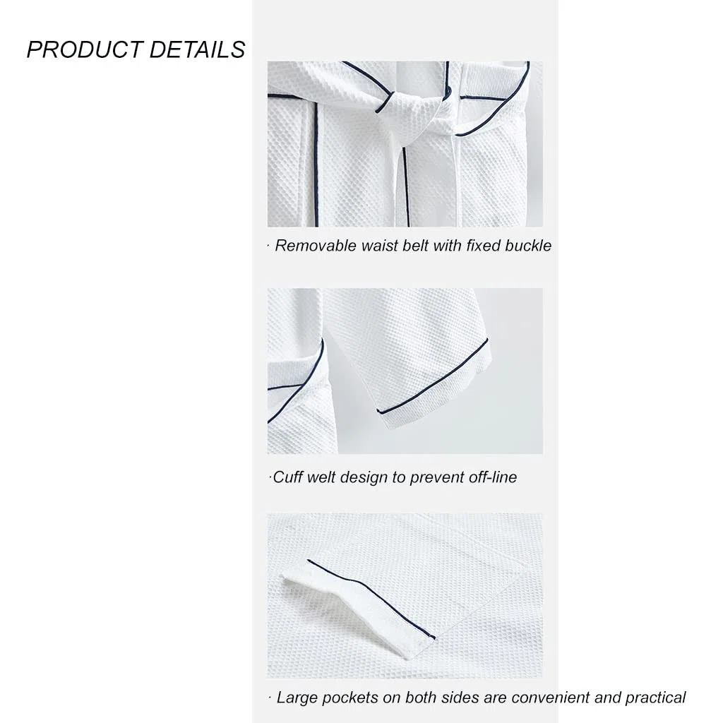 MTFBQ Albornoces De Tejido De Gofres De Algodón, Toallas De Baño para Mujeres, Hombres, Batas, Damas, Ligero, Suave, Absorbente Y De Secado Rápido, Pijamas Finos para Después del Baño