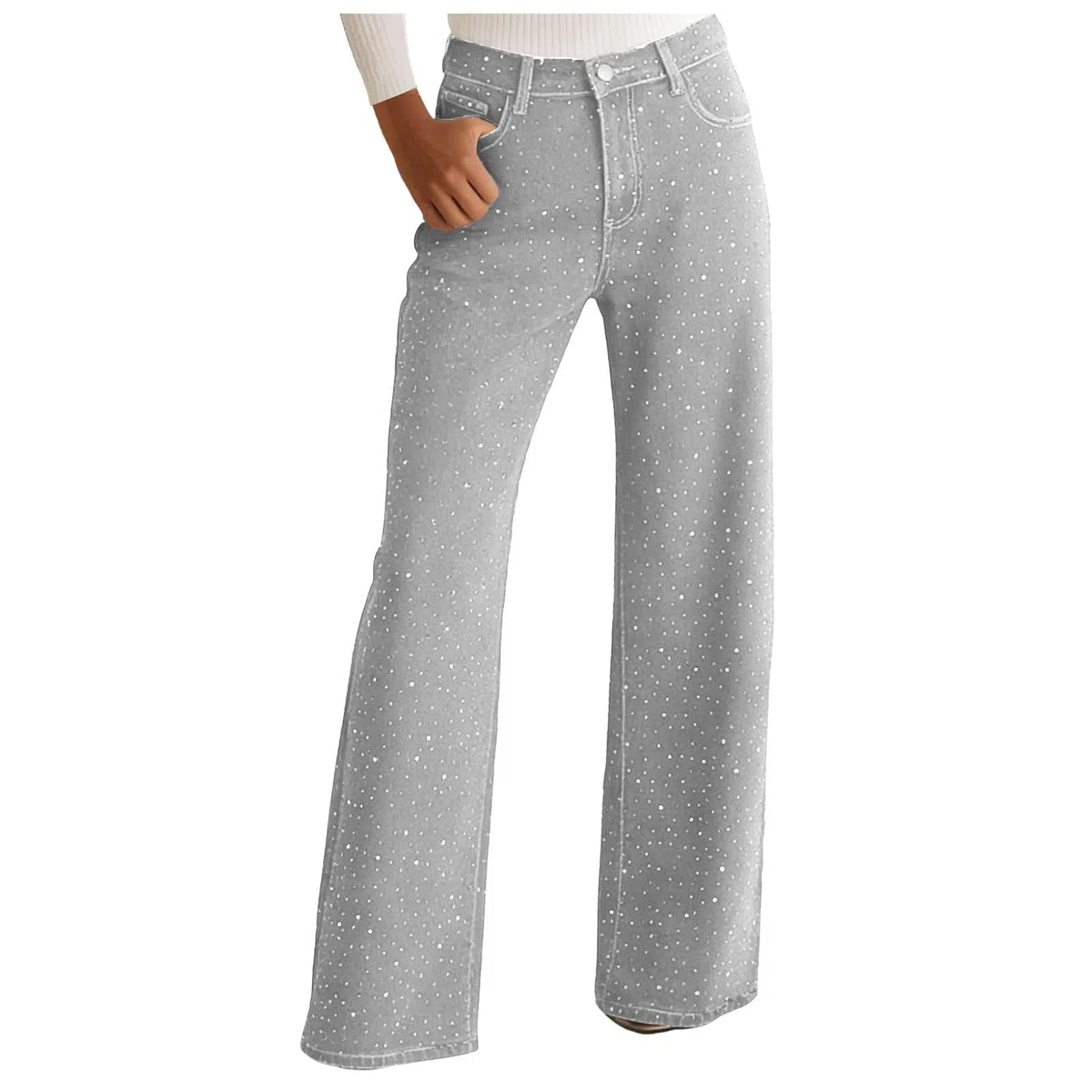 Vaqueros Mujer Anchos Vaqueros Elásticos Mujer Campana Pantalones Relajados De Pierna Ancha para con Tira De Botones Visibles Elegantes Cintura Alta Ajustados Estilo Urbano