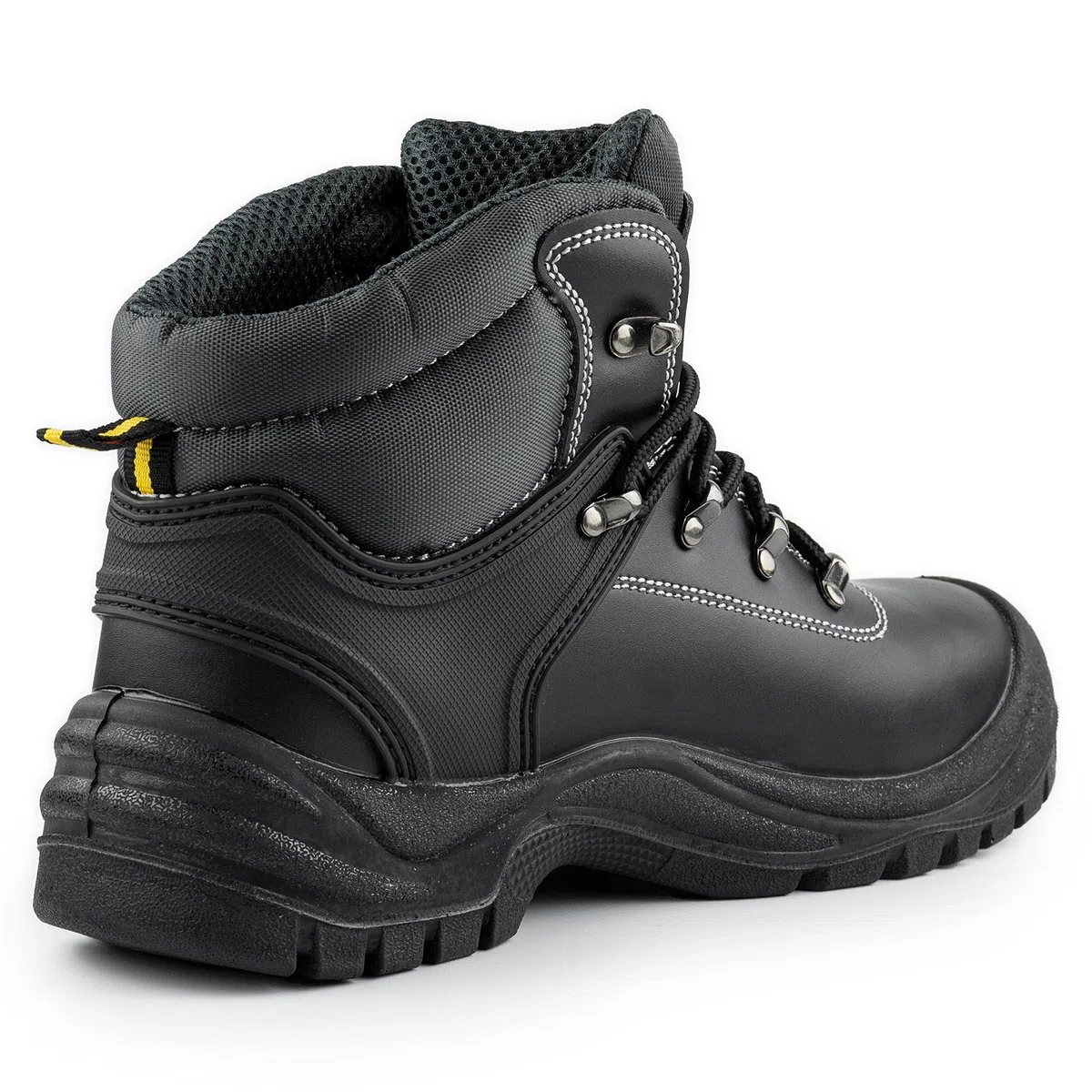 BLACK HAMMER Botas de seguridad con puntera de acero hombre Calzado de trabajo de cuero resistente y ligero S3 SRC 1700 Negro (43 EU)