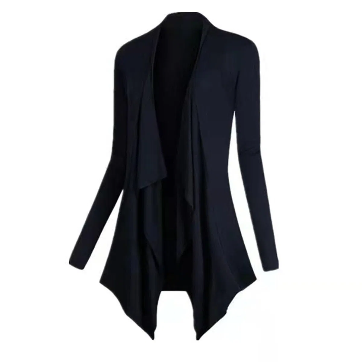 Generisch Cardigans largos para mujer Gasa Bolero Chaqueta Larga Cárdigan Slim Fit Otoño Chaqueta de entretiempo Casual Chaqueta de entretiempo de punto fino de color sólido cascada manga larga