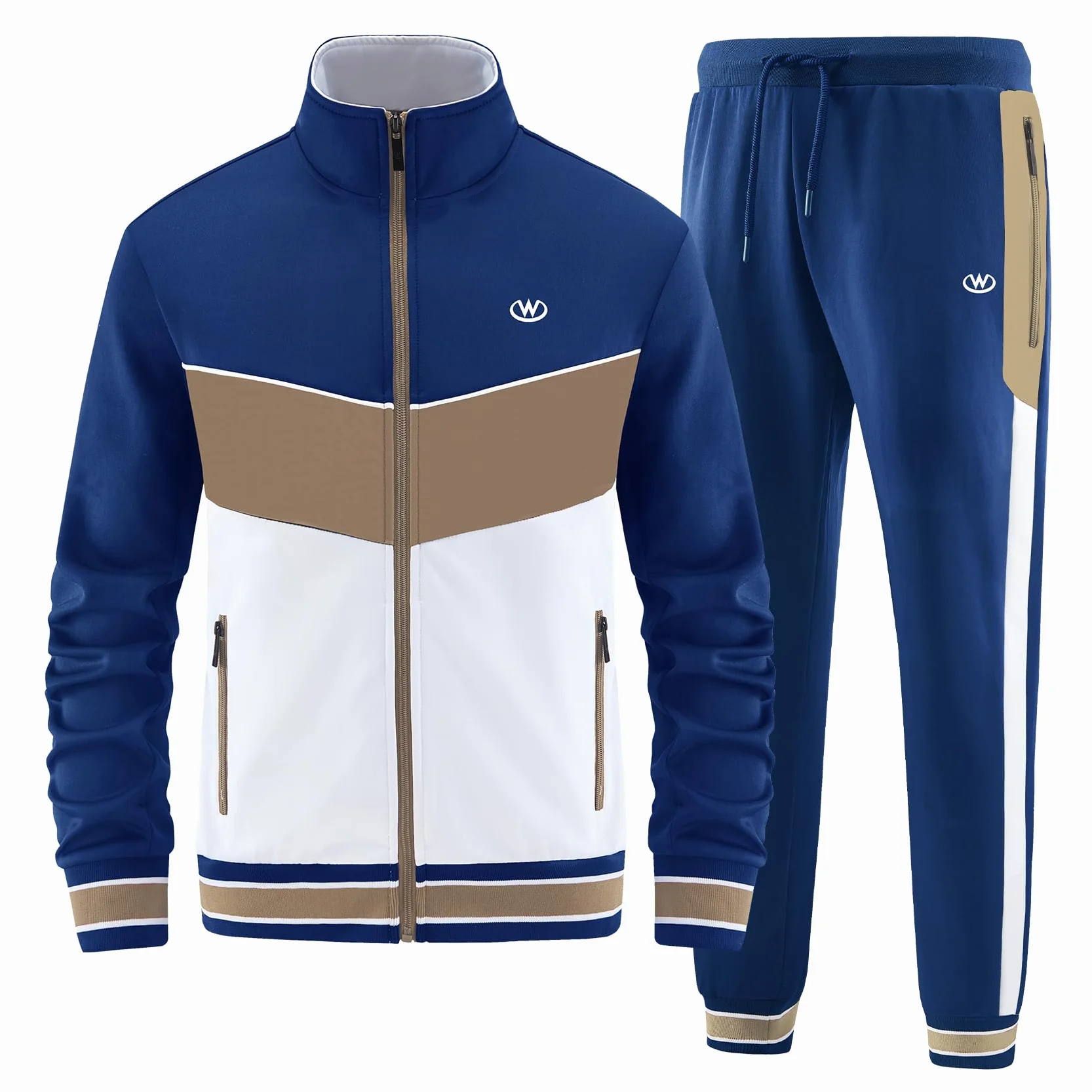 ANOTWENER Conjunto de chándal casual de 2 piezas para hombre, chaqueta de manga larga con cremallera completa y pantalones deportivos para correr