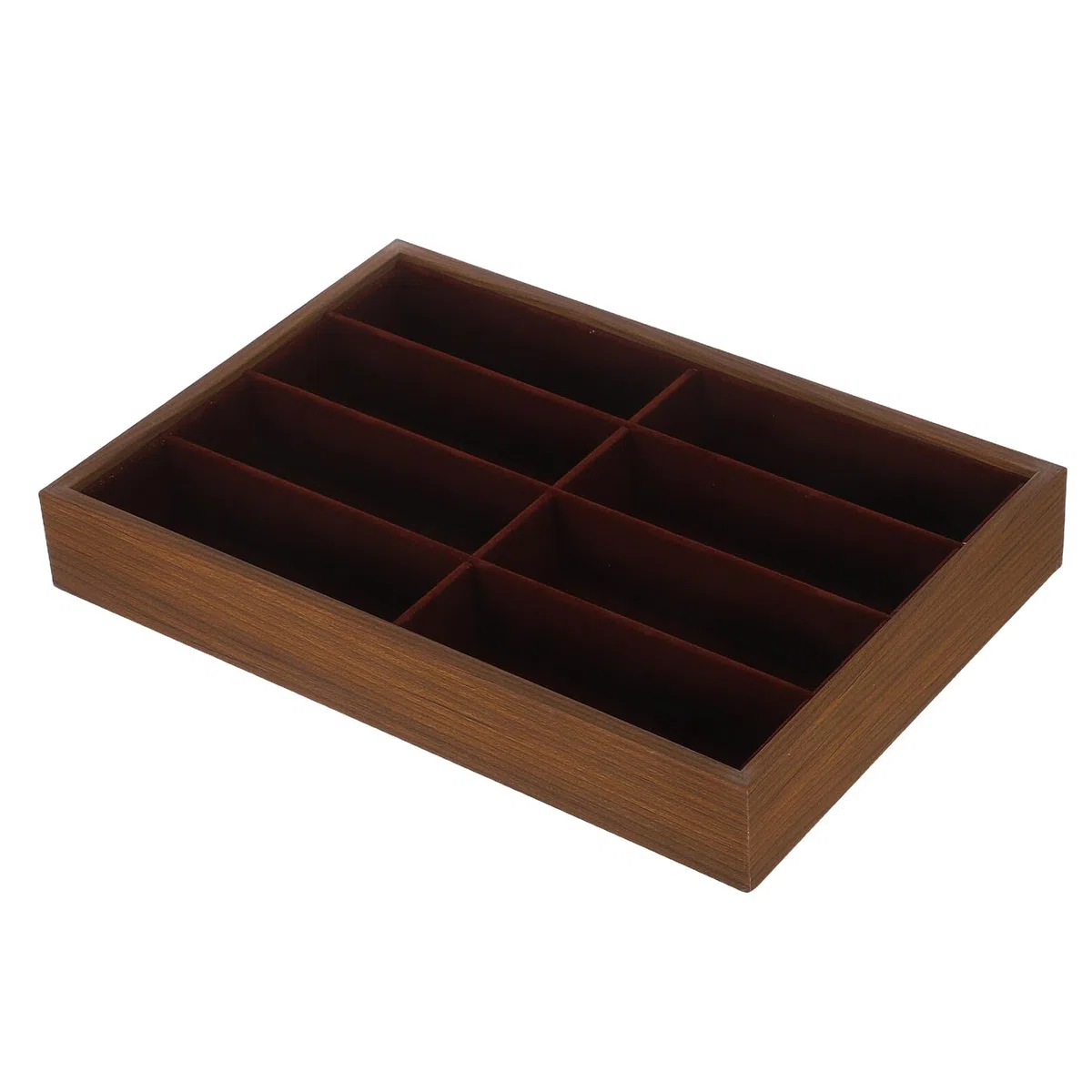 Zerodeko Organizador de Gafas de Sol 8 Compartimentos Bandeja de Almacenamiento de Madera Nogal Soporte para Gafas sin Tapa Portátil para Escritorio y Viaje