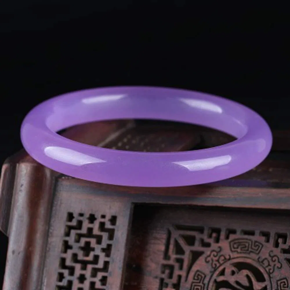 Pulsera de Mujer, Arnades de Mujer, Brazalete Natural Pulsera de Jade Redonda Fina Púrpura, Pulsera de Barra Delgada y Fina Jade, Joyería, Pulsera de Mujer, Púrpura-60mm,