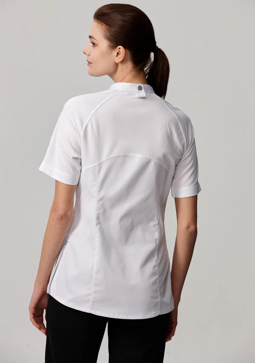 Chaqueta de cocina para chef (manga corta, transpirable, 28151W)