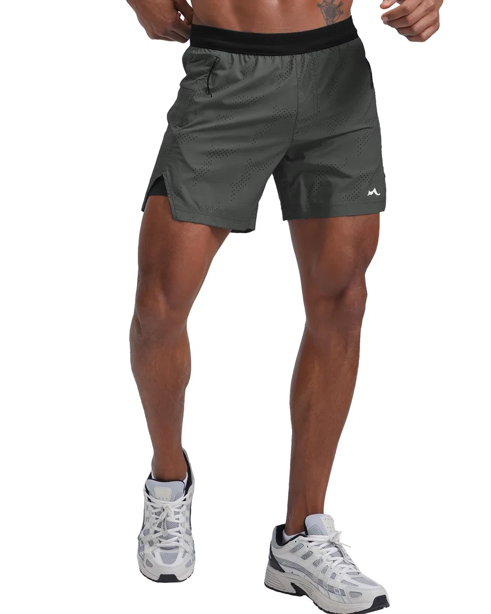 maamgic Pantalones cortos de correr 2 en 1 para hombre de 5 pulgadas con bolsillos con cremallera