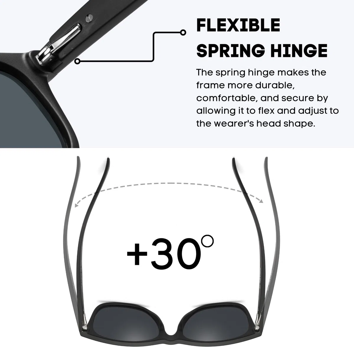 Gafas de sol polarizadas extragrandes de 155 mm para hombres y cabezas grandes y anchas, TR90, ultraligeras, protección UV400