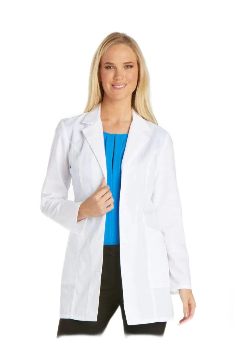 Cherokee - Abrigo de laboratorio para mujer, de sarga, clásico, 81 cm