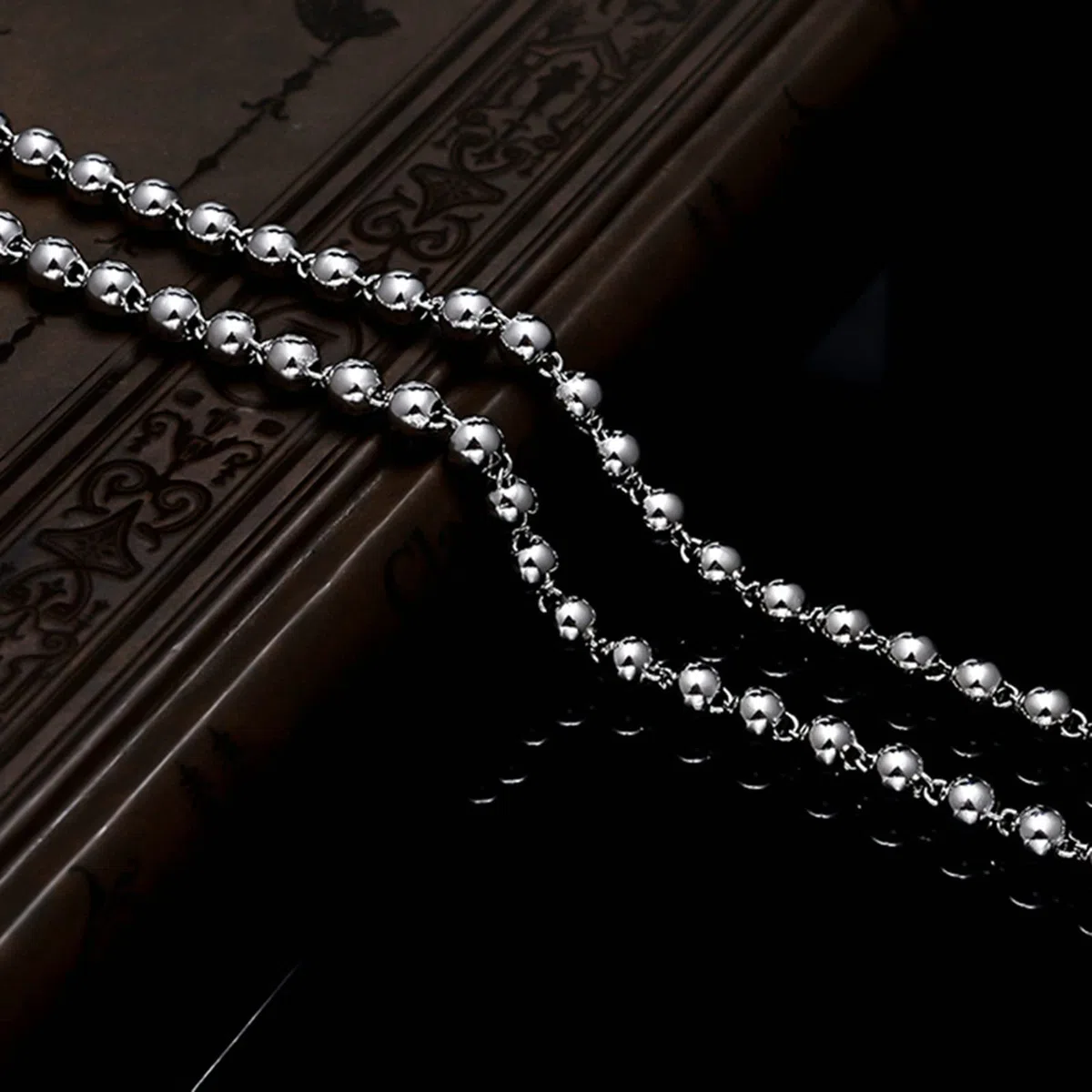Collar de Cadena con Cuentas de 18 a 24 Pulgadas, 2,7 a 6 mm, Collar de Cadena de Bolas de Plata de Ley 925 para Mujeres y niñas
