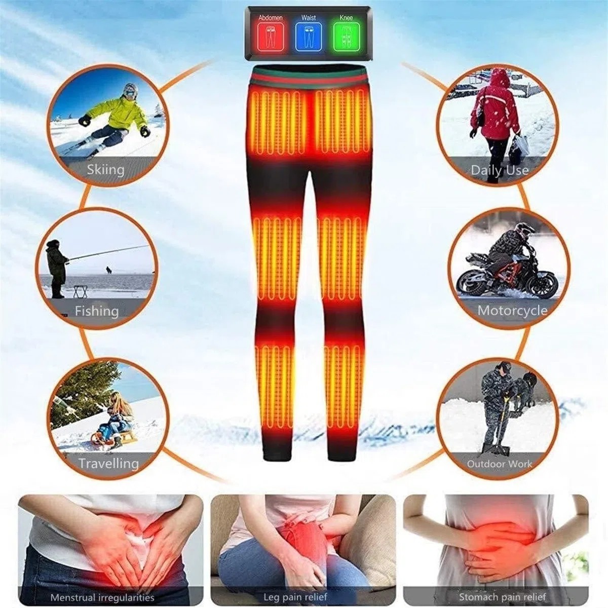 Ropa Interior térmica de Invierno para Hombre, Leggings con Forro Polar USB, Pantalones eléctricos para Senderismo y Acampada.