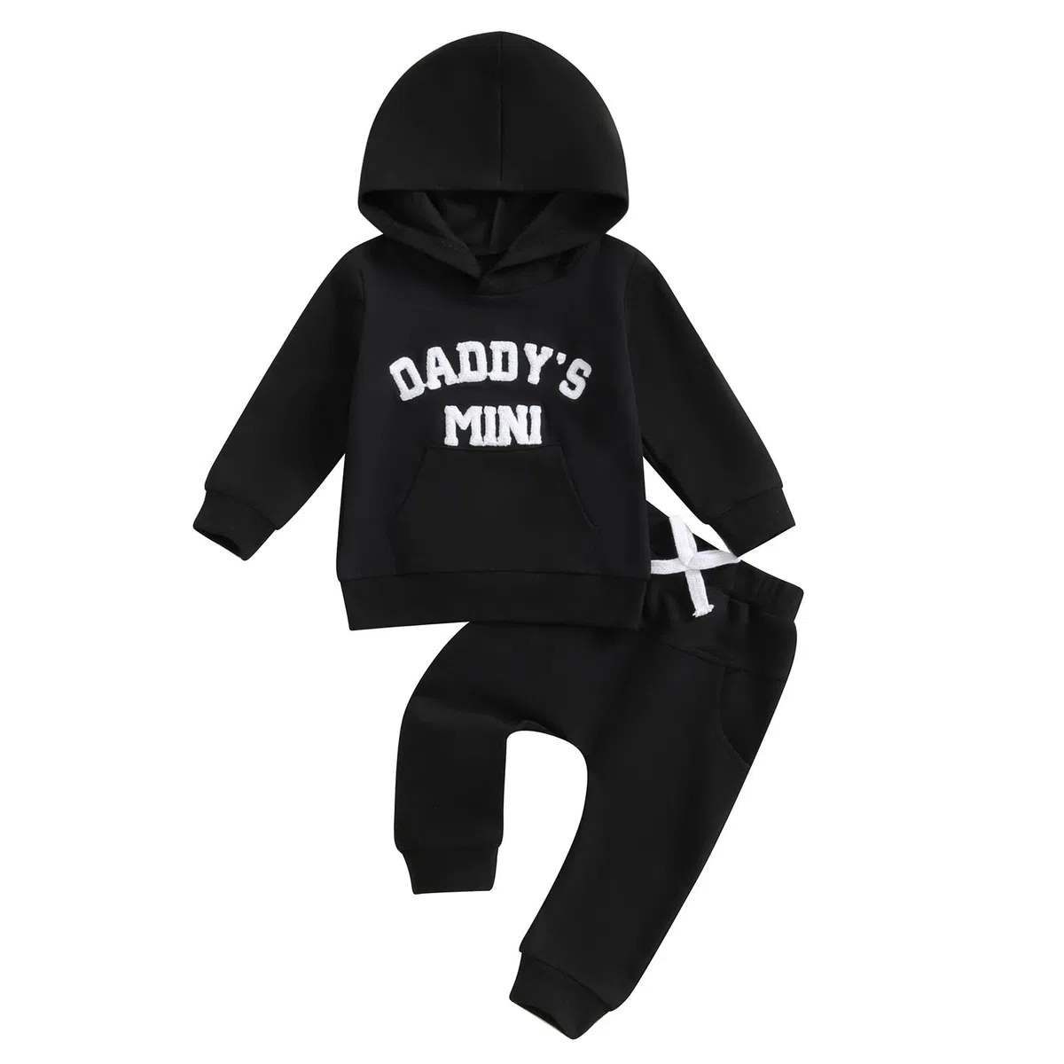 PUHHAPIEY Conjunto de ropa para bebé niño pequeño para otoño e invierno, mini sudadera con capucha y pantalón deportivo para papá