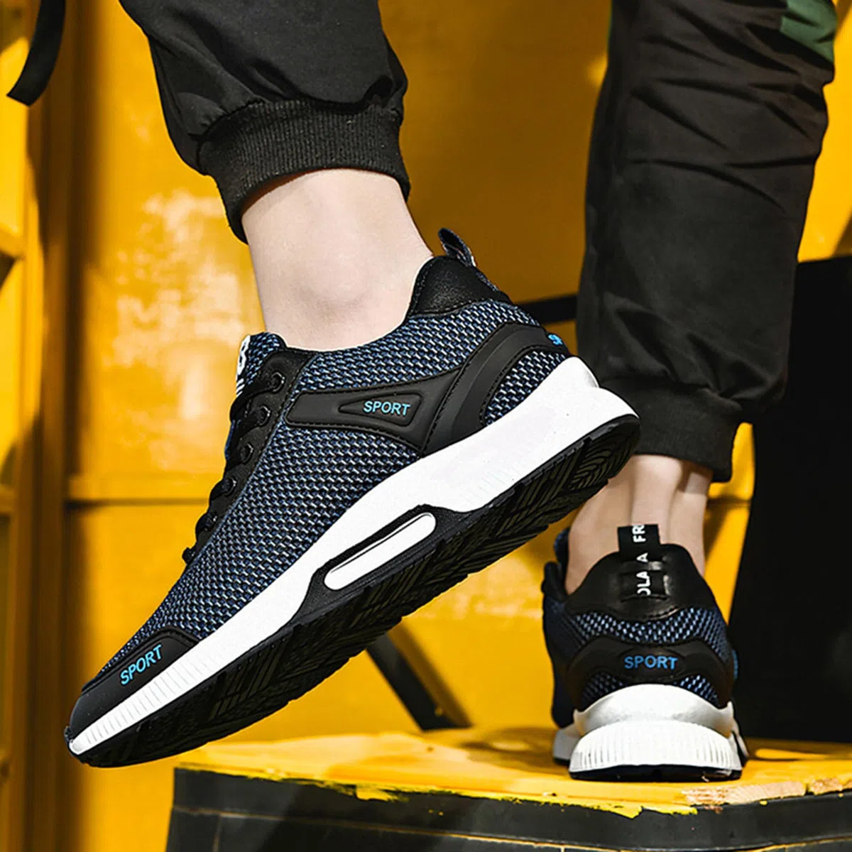 Generisch Zapatillas de correr para hombre con ajuste de altura integrado, material exterior de malla transpirable, diseño de cordones ligeros para un aumento de flotabilidad invisible, zapatos
