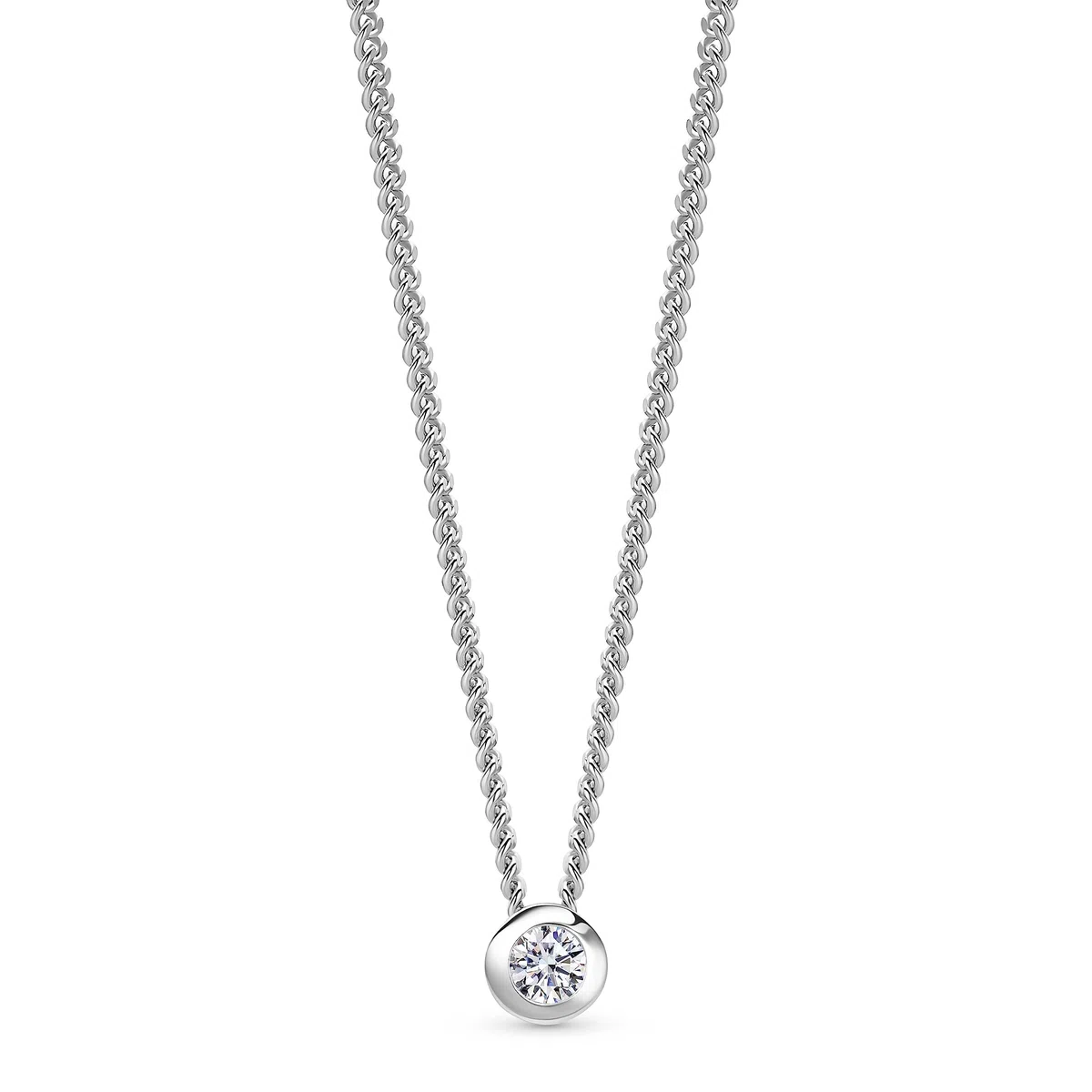 OROVI Collar de mujer de plata de ley 925 – Cadena de plata 925 para mujer, colgante de circonita, cadena de plata hipoalergénica de 46 cm, colgante de circonita, joya de plata, incluye elegante caja