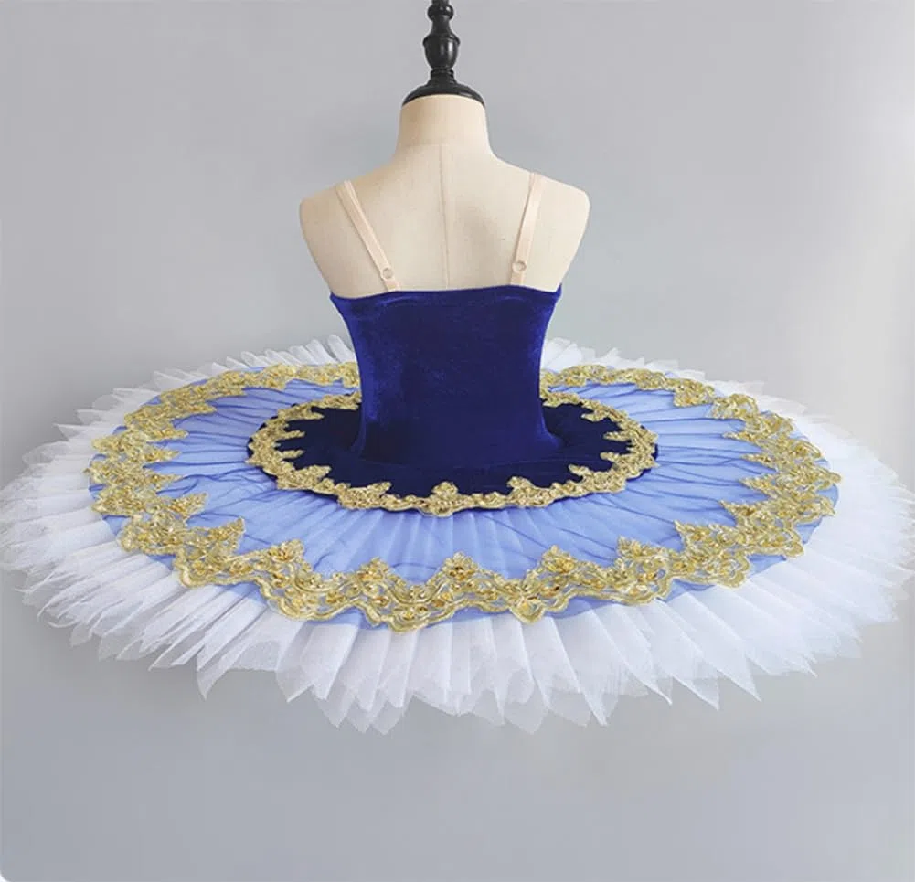 EFLALYHG Tutú de Ballet Profesional para niñas, Plato de panqueques tutú de Bailarina, Vestido de Fiesta Disfraz de competición de Danza de Ballet para niños