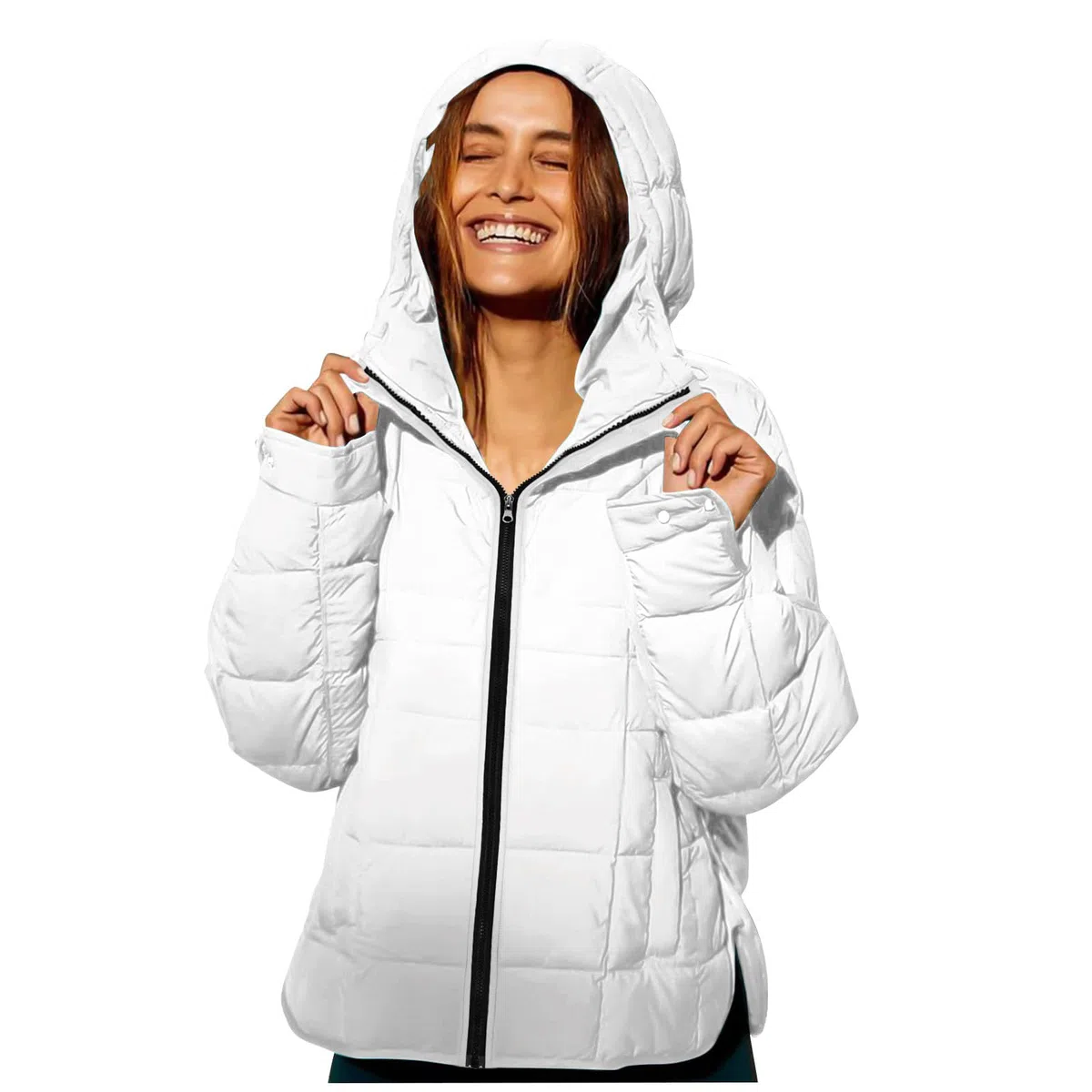 HAOLEI Chaqueta Acolchada Mujer Ligera Chaquetas de Plumas Color Sólido con Cremallera Cuello Solapa Abrigo de Algodón Manga Larga con Bolsillos Casual Cálido Cazadora Acolchado Transpirable Outwear