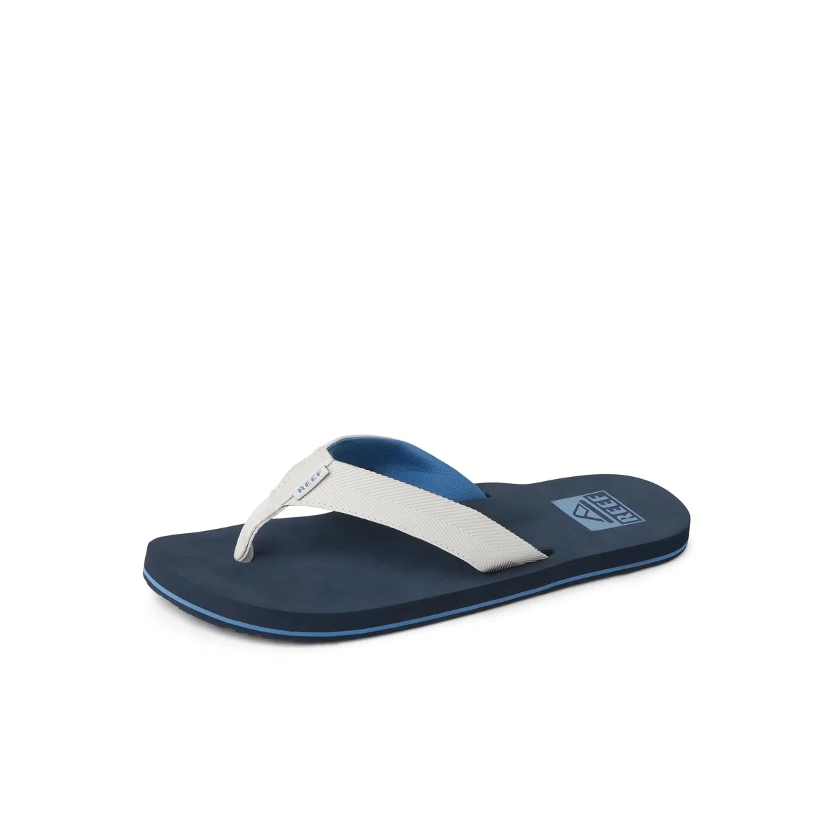 REEF Twinpin - Chanclas de playa para hombre, plantilla acolchada suave, resistentes al agua, Gris/Azul marino, 47 EU