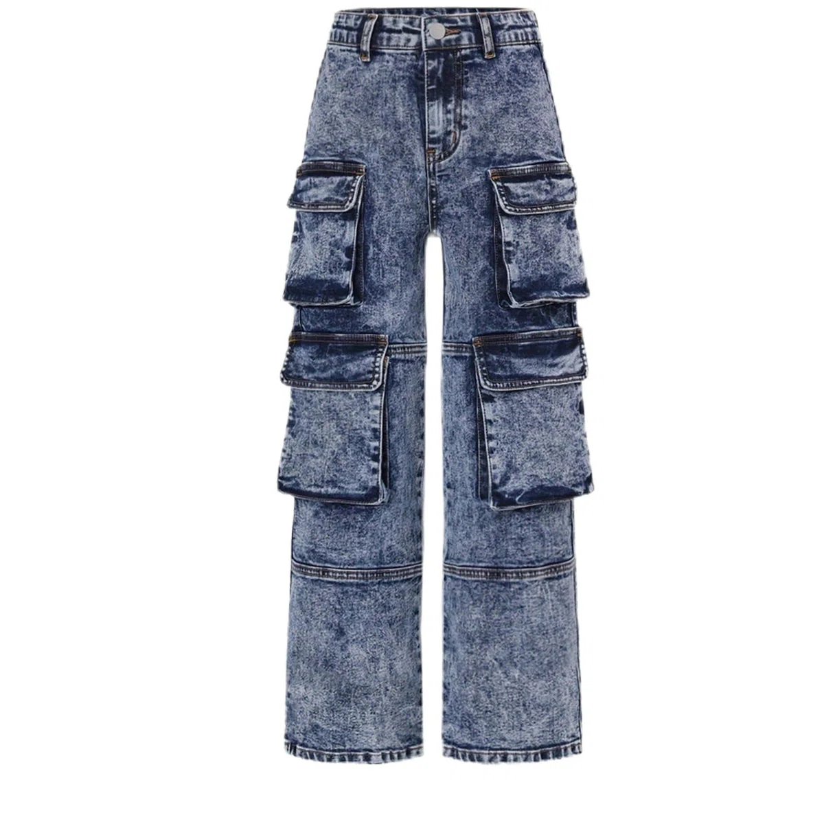 Genérico Vaqueros Niña 7-11 Años Wide Leg Rectos Pantalón Vaquero Adolescentes Chica Elasticos Cintura Alta Moda Hippies Jeans Pantalones Vaqueros de Trabajo Denim Largos Primavera 2026