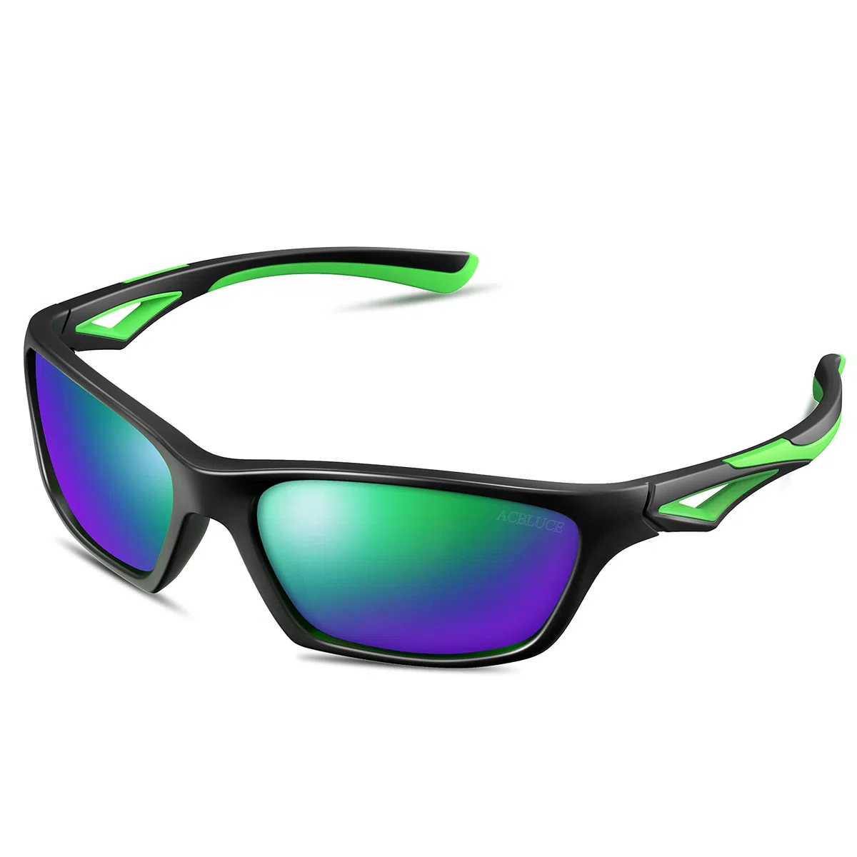 Gafas de sol para niños TPEE irrompibles polarizadas con correa ajustable para niños y niñas de 3 a 7 años, Marco negro/verde|lente Revo verde.