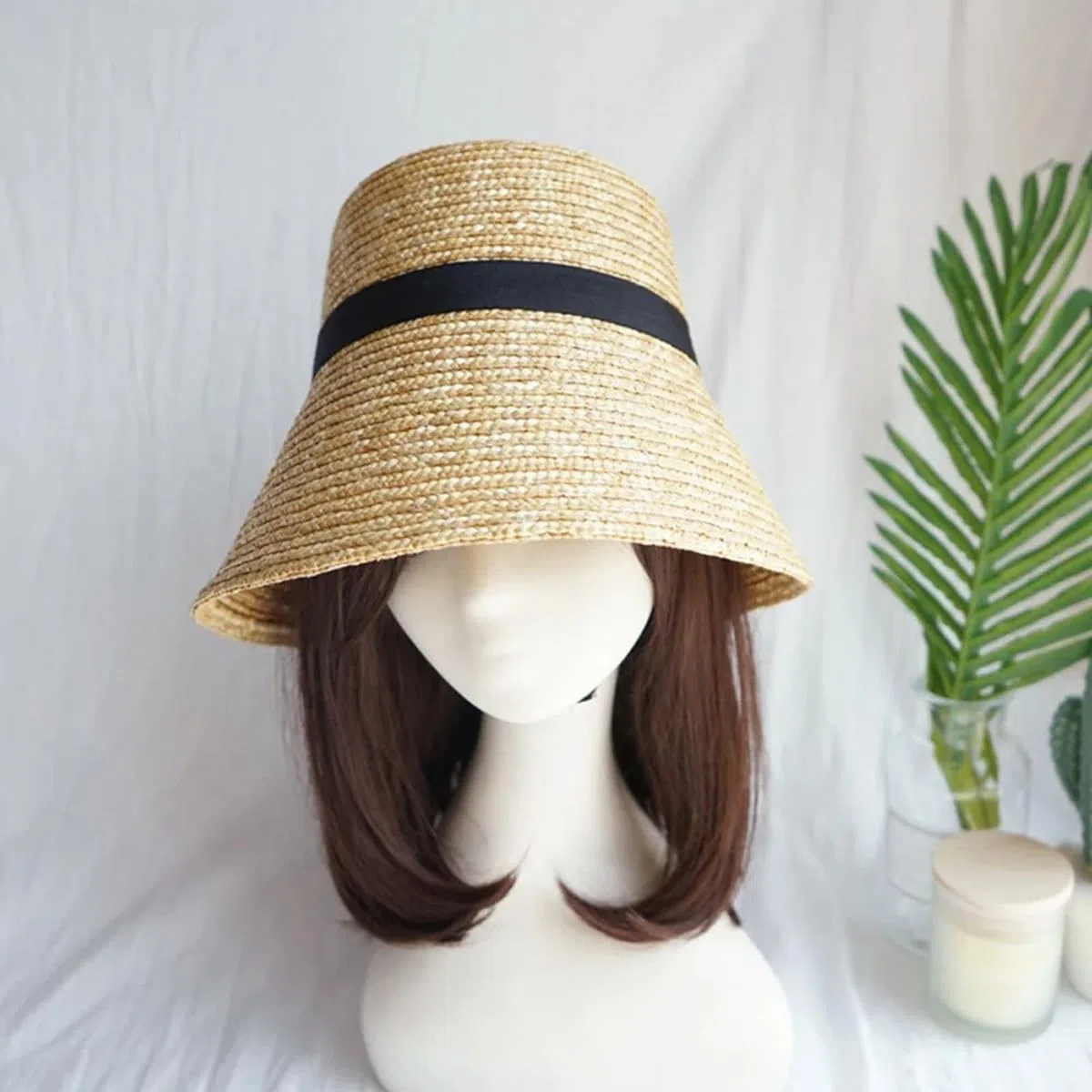 Sombrero de protección solar de ala ancha, sombreros de paja de verano para mujeres para exteriores