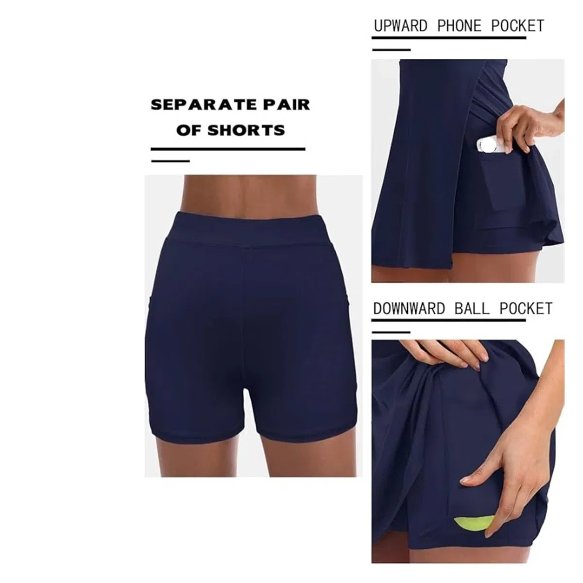 Vestidos de Tenis para Mujer Vestido De Tenis For Mujer, Vestido De Tenis Y Golf, Pantalones Cortos Integrados, Vestido Deportivo Sin Mangas, con Bolsillos, Tirantes Anchos(Blue,XL)