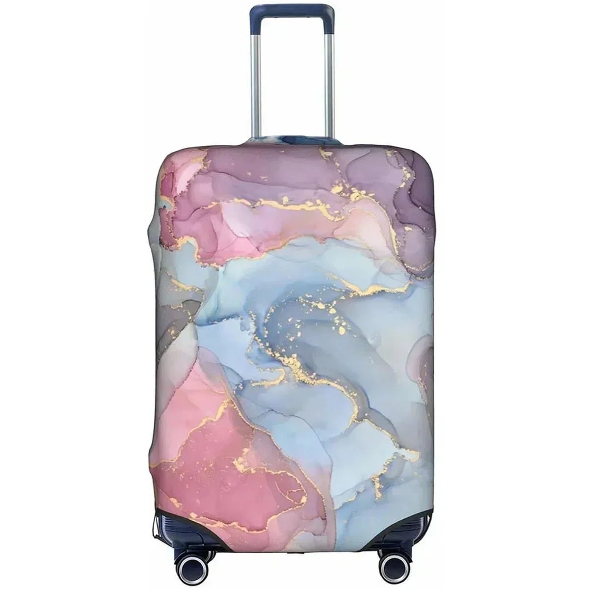 2 uds Cubierta de Equipaje Compartimiento Tela elástica Protector Maleta Polvo for Estuche De Viaje para Maletas(Marble,L)