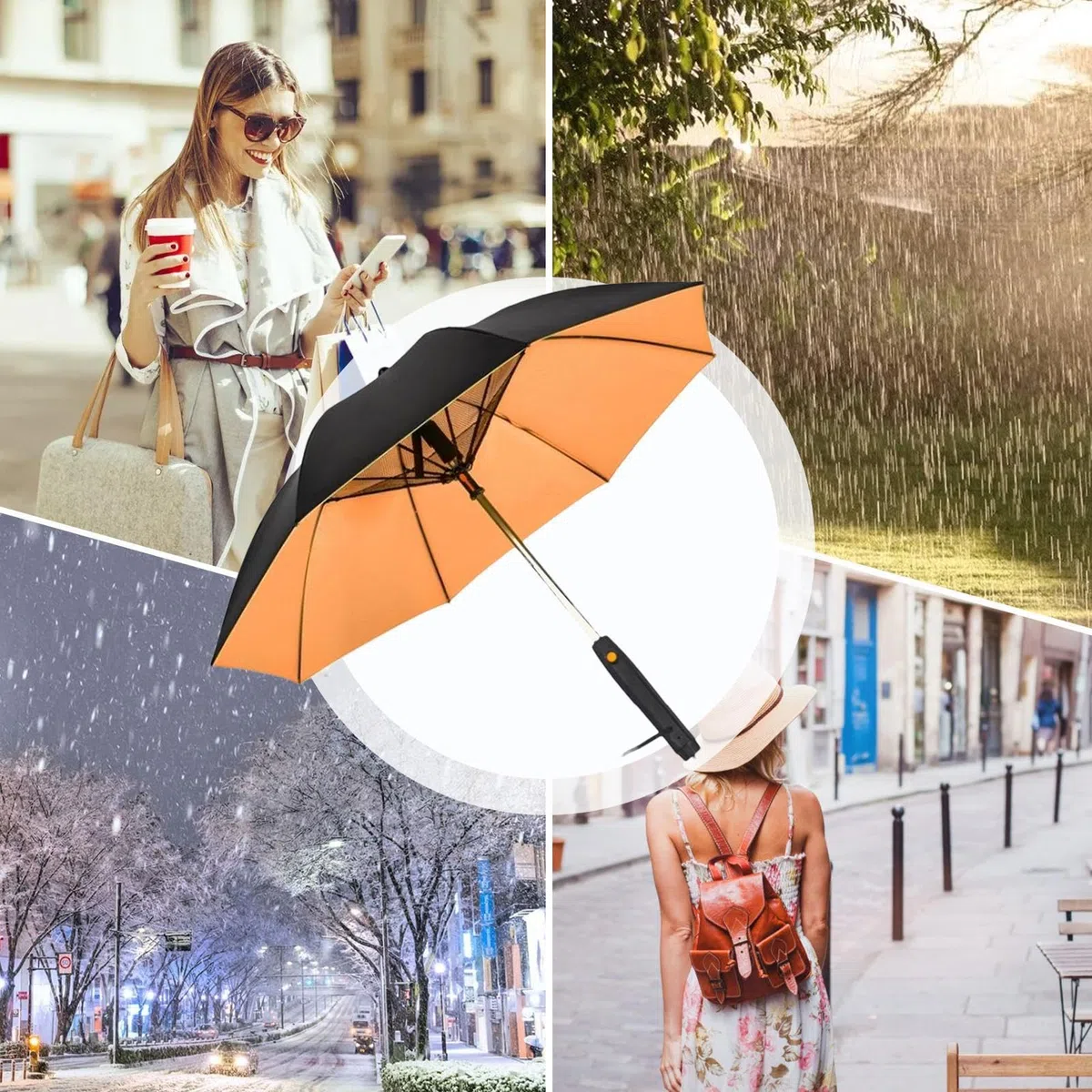 Sombrilla Refrescante con Ventilador Portátil que Bloquea los Rayos UV | Paraguas de Viaje de Verano con Ventilador y Sellador, Mantiene el Calor Fresco y Cómodo
