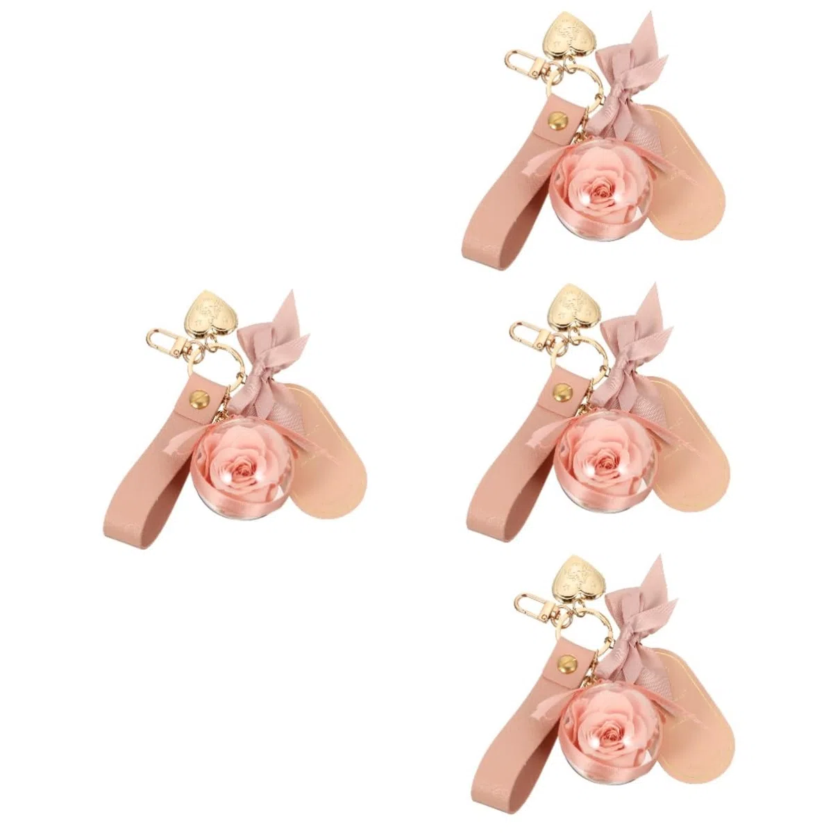 GALPADA 4 Piezas llavero flor preservada llaveros para las llaves del auto colgante de coche de flores billetera de cuero monederos llavero decorativo Colgante de bolso lindo cartera