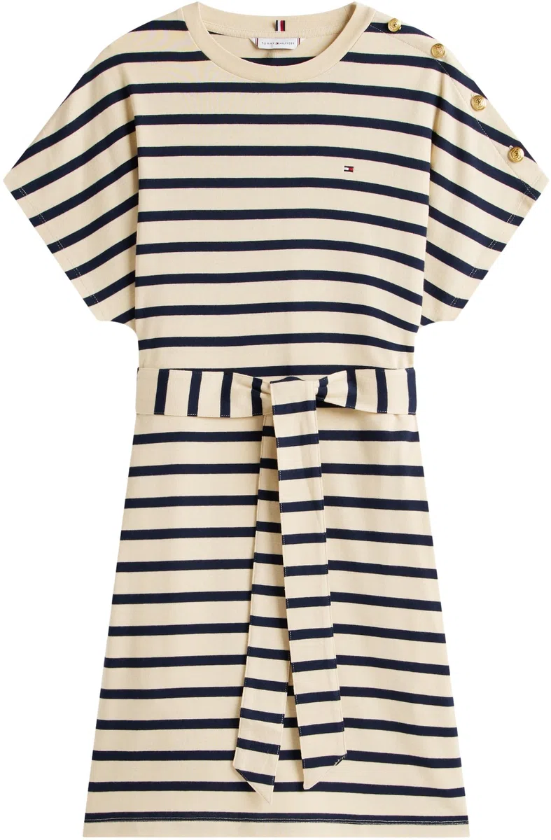 Tommy Hilfiger Gold Button Jersey F&f Dress Ww0ww49239 Vestido Acampanado Mujer (Pack de 1)